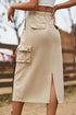 'Solana' Drawstring Waist Slit Denim Skirt - Celes Fashion